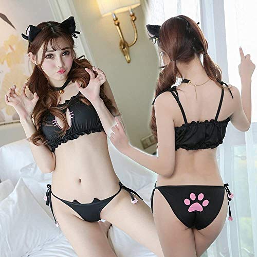 Sexy slaapkamer kleding kleding paar schoolmeisje ondergoed slaapkamer teddy bear suit -Sexy lingerie kant pop (Color : Cat) - Afbeelding 3