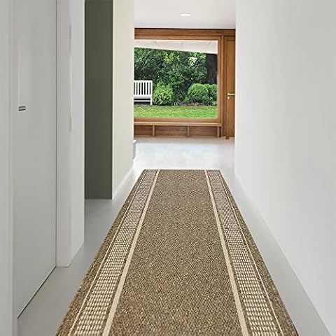 casa pura Hallway Runner Rug - Kitchen Carpet | Brown - 80 x 250 cm | Non Slip Hall Runner - No Shedding, Flattening or Fraying | Promenade Collection Cover