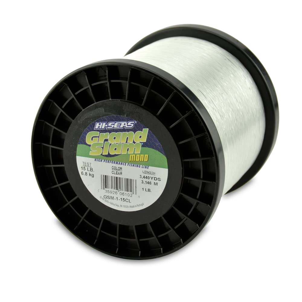 Hi-Seas Grand Slam Monofilament Line, 15 lb / 6.8 kg Test, .016 in / 0.40 mm Dia, Clear, 3440 yd / 3146 m