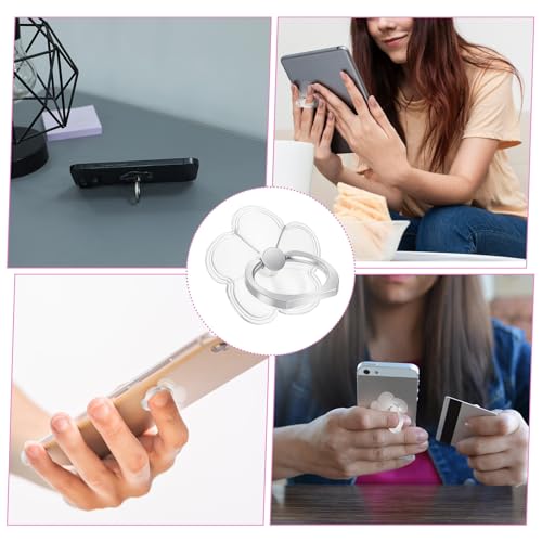 2 peças de anel transparente para celular, suporte de dedo transparente, rotação de 360 graus, anel