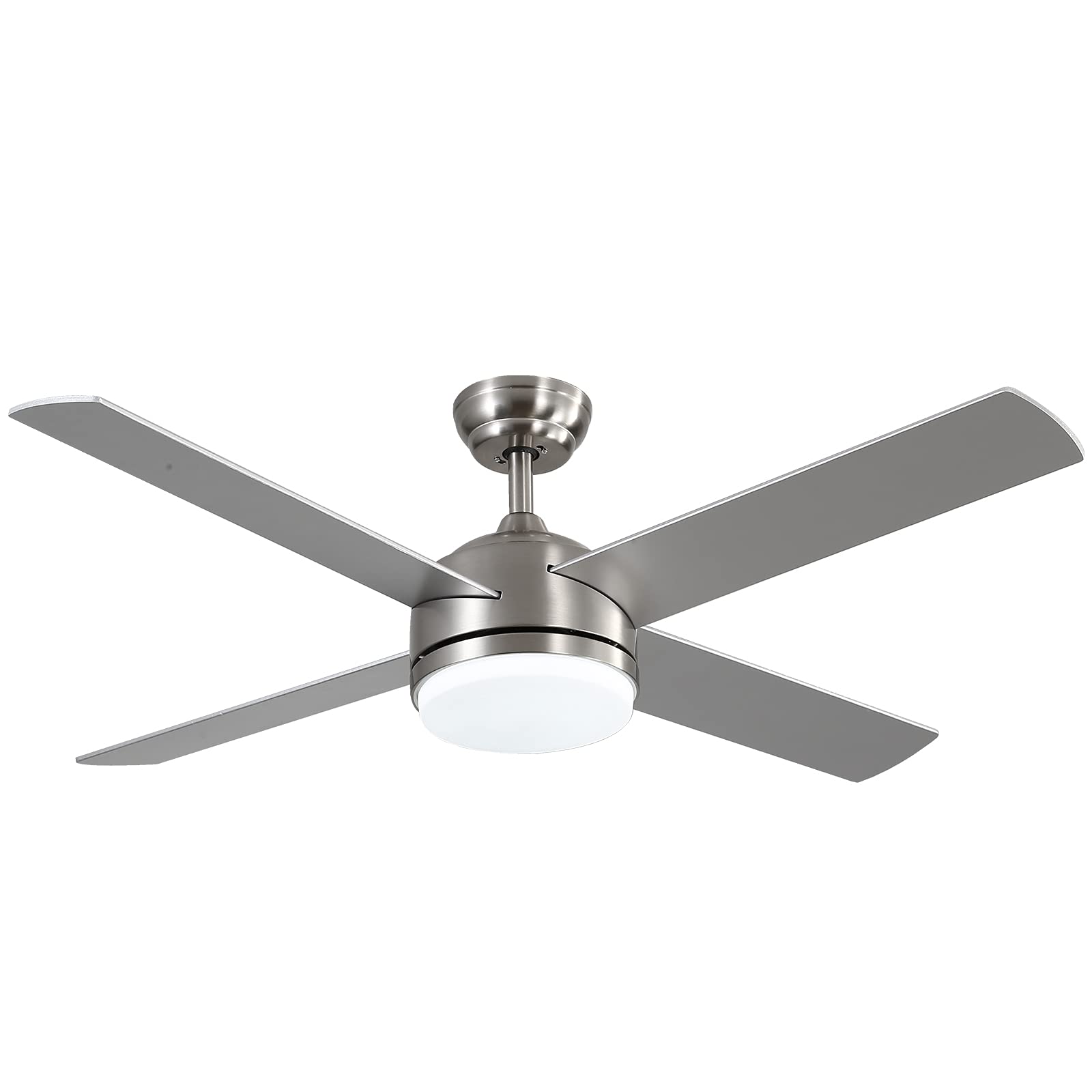 warmiplanet Ceiling Fan with Lights Remote Control, 52-Inch, Brushed Nickel Motor (4-Blades)
