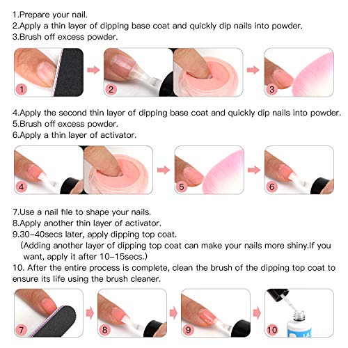 Nail Dipping Powder Starter Kit ULG Dip Powder 6 Colors Acrylic Nails Powder System for French Nail Manicure Art Set with Base, Activator, Top and Brush Saver No UV LED Required