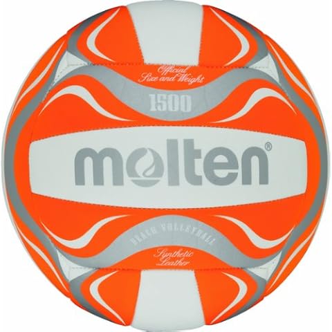 Molten Beachvolleyball BV1500-OR, Weiss/ORANGE/Silber, 5 Cover