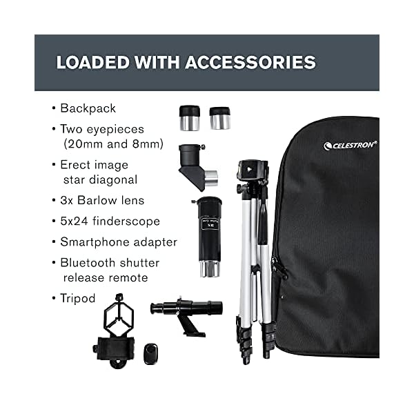 Celestron 60 mm Reisefernrohr DX - Ideales tragbares Refraktor-Teleskop für Anfänger - Vollbeschichtete Glasoptik… – Bild 5