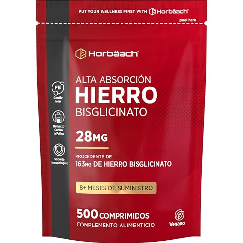 Hierro Suplemento 163mg - 500 Comprimidos Veganos - Iron Bisglycinate
