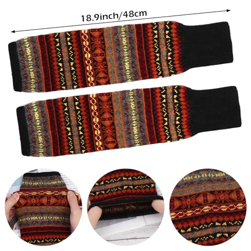 XEPST 2 Pairs Leg Warmers Winter Warm Boot Cuffs for Women, Bohemian Style Crochet Knitted Boot Topper Socks Leg Cuffs Winter Gift for Girls2