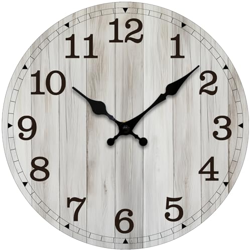 Image of Wall Clock, Modern Wall Clocks Battery Operated, Silent Non Ticking Clock Decorative for Living Room, Office, Home, School 12 Inch (Grey)