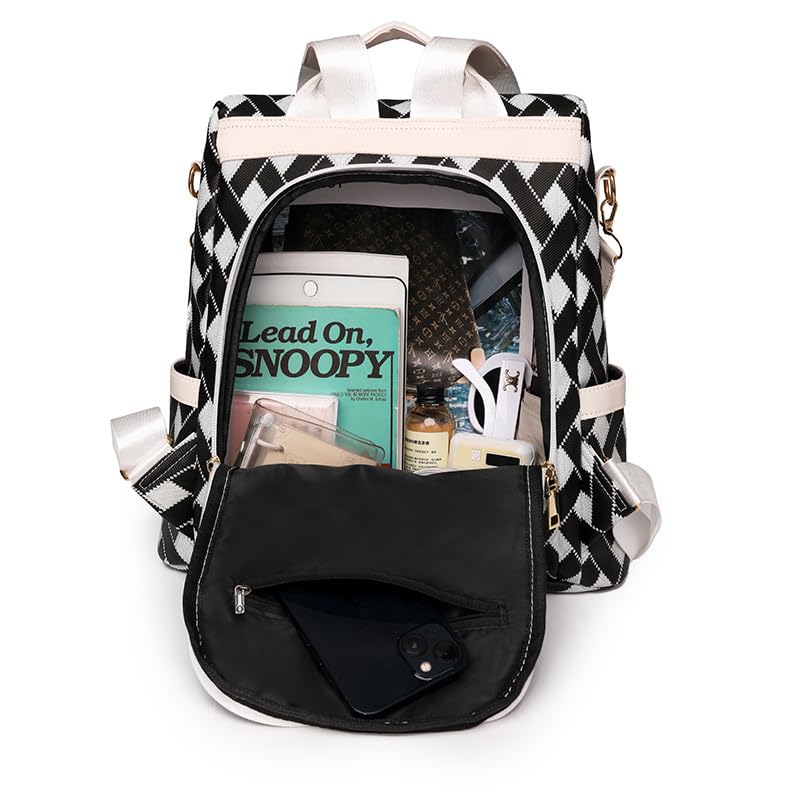 Black,Nylon Crossbody Handbag for Women Waterproof Anti-Theft Shoulder Bag Backpack for Travel and Office3