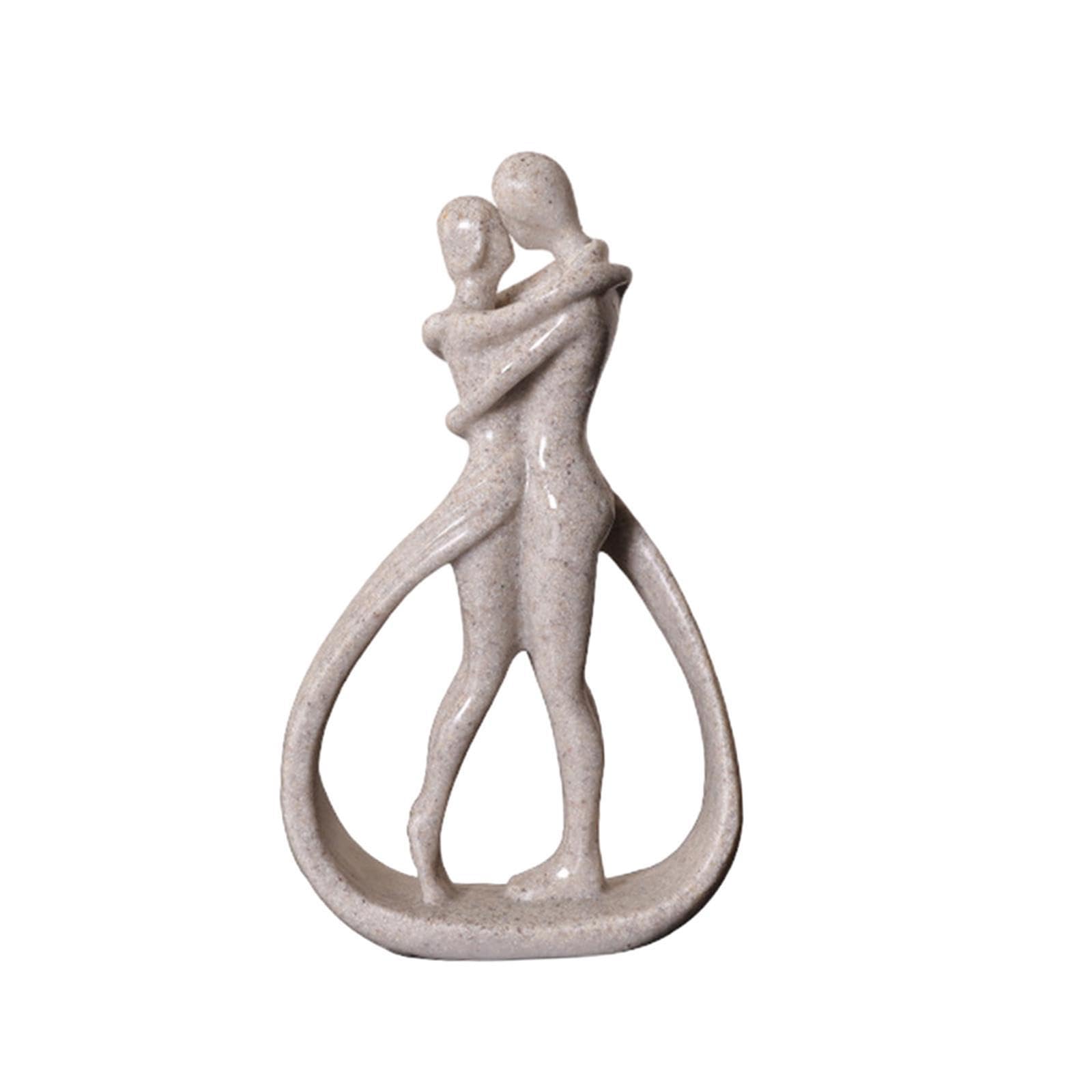 TWISAXC Modern Lovers Statue Sculpture Resin Abstract Couple Decor Delicate Art Sculpture For Bookshelf Fine Workmanship And Vivid Details Romantic Lovers, Sandstone Color