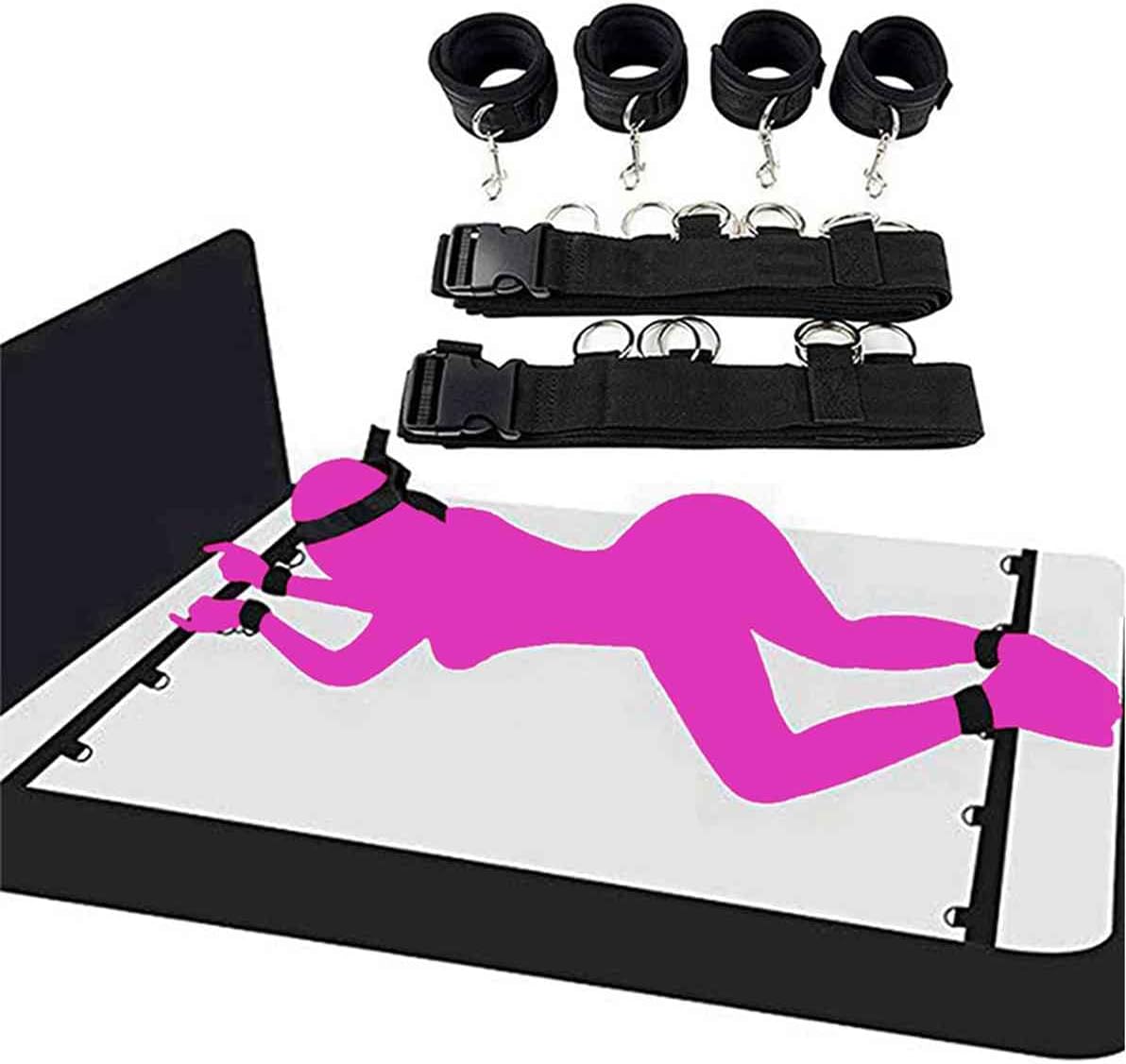 Neck to Wrist Bondage Restraints Set Leg Spreader Bar for Couples Sex Ties for Ankles and Wrists Bar King Bed Straps for Adult Play Queen Bed Bondaged Rope Cord Rope Kit for Bedroom Toy Women Sweater