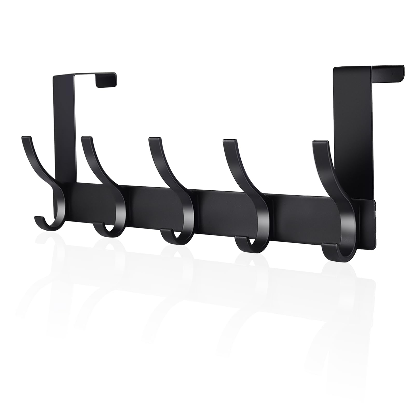 Auxhcyl Black Over Door Hooks, Stainless Hanger Coat Hook For Towel, Clothes, Bag, Robe, Storage Space Saving For Bathroom, Bedroom, Wardrobe (Black)