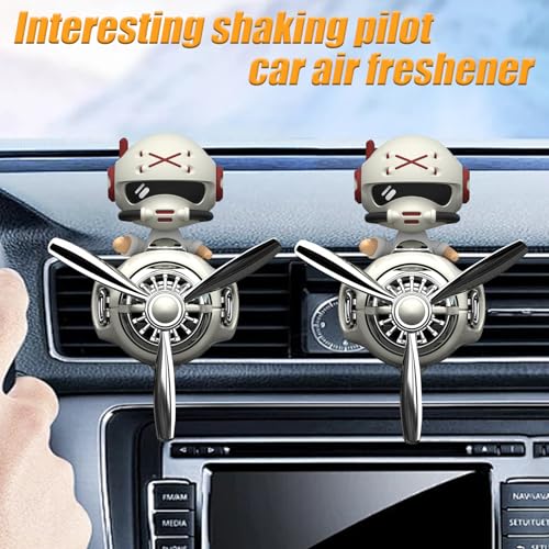 Image of 2Pcs Car Air Fresheners, Cute Bear Pilot Automotive Air Outlet Creative Car Perfume Diffuser, Automotive Accessories Air Vent Decoration with 8 Fragrant Tablets (White 1+White 1)