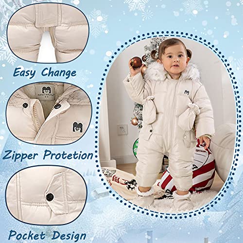 XIFAMNIY Baby Winter Snowsuit Coat Romper Outwear Hooded Footie Toddler…3