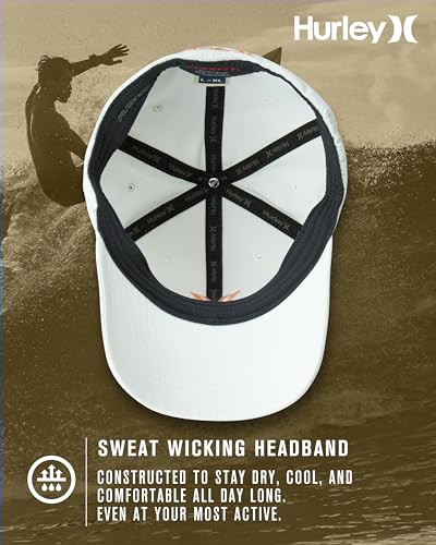 Image of Hurley Mens Baseball Cap - Moisture Wicking Curved Brim Flexfit Fitted Hats for Men with H2O-Dri Sweatband (Sizes: S-XL)