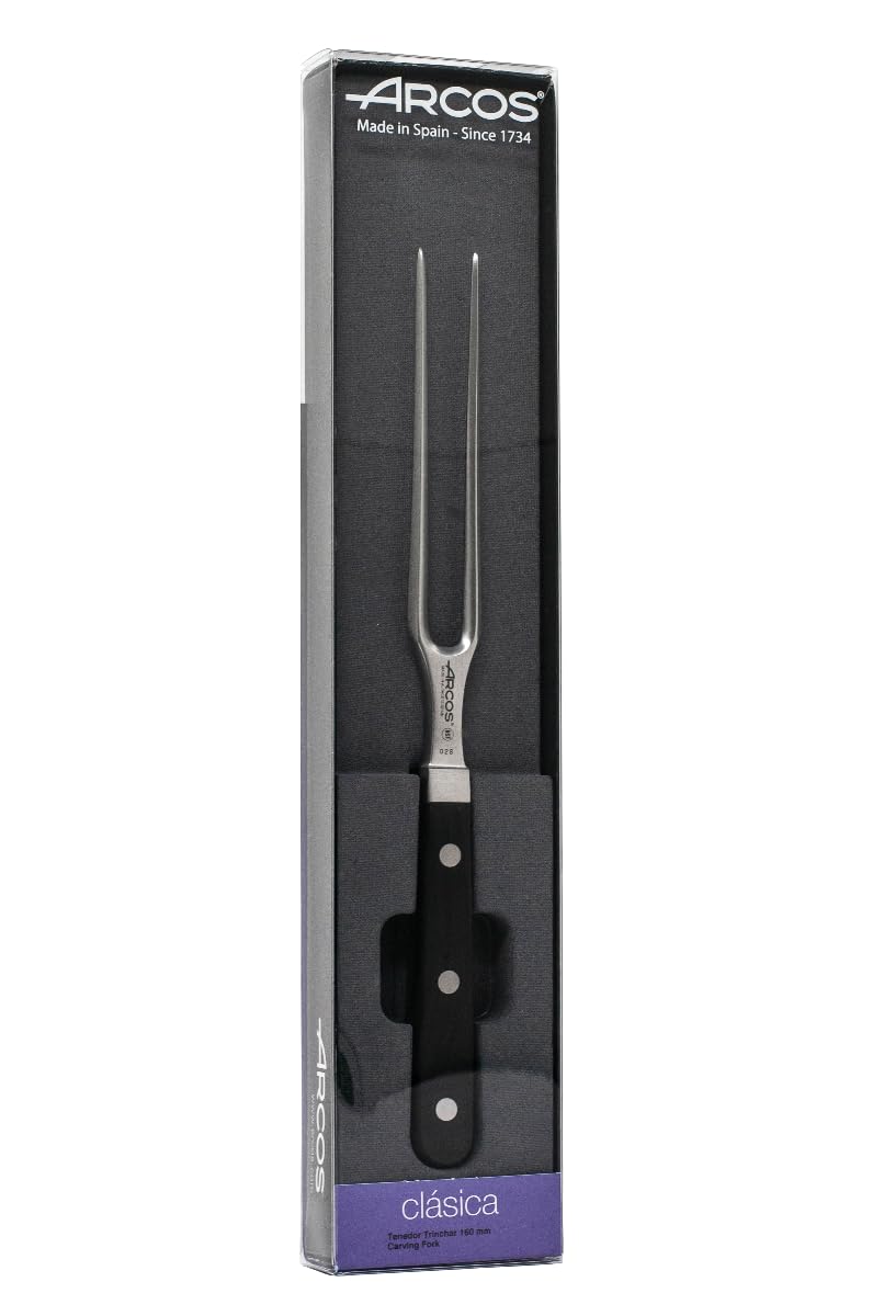 Arcos Serie Clasica - Tenedor para Trinchar - Hoja de Acero Inoxidable Forjado NITRUM 160 mm - Mango de Polioximetileno (POM) Color Negro