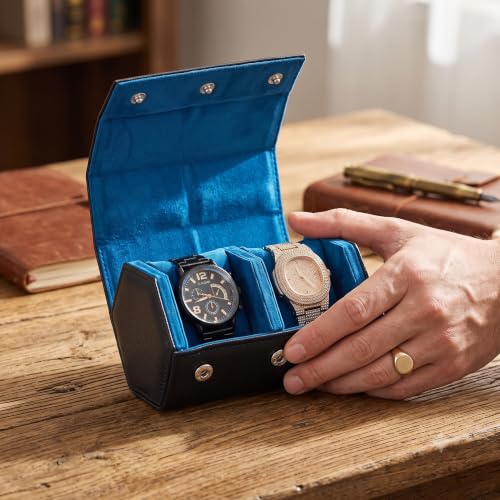 Image of essart 2 Slot watch roll case Blue