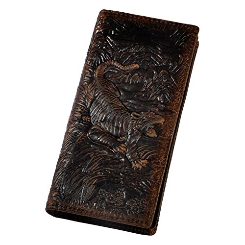Le'aokuu Mens Genuine Leather Bifold Checkbook Organizer Card Case Wallet Purse