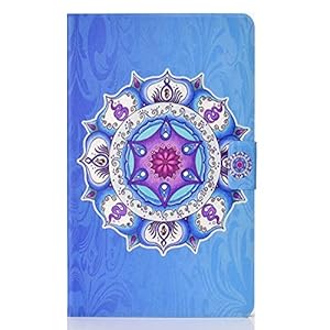 CRABOT Compatibel met Kindle Fire HD10/HD10plus 2021 (10.1″-scherm) hoes tablethoes [+kaartsleuven] [+Anti-Fall] [+Bekijkstand] [+Automatische slaap/Wake] Lederen hoes Vouw Portemonnee-Datura