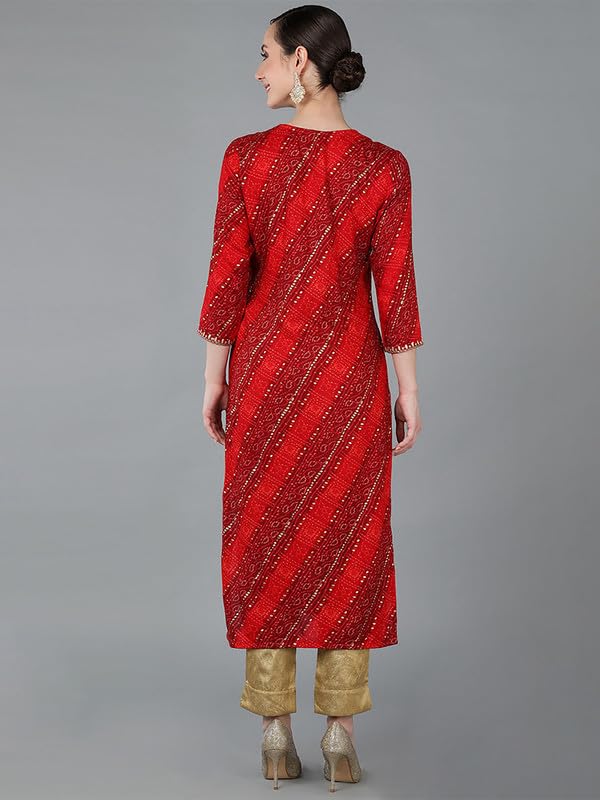 Image of Vaamsi Women's Viscose Rayon Geometric Printed Kurta