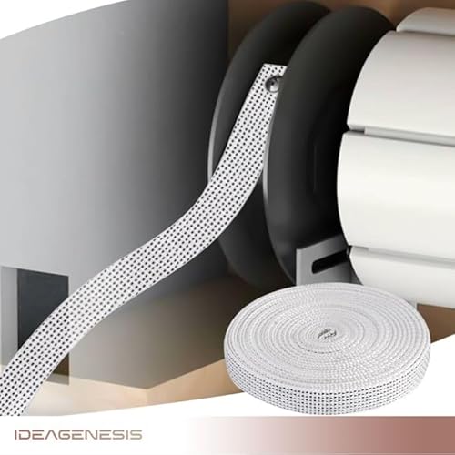 Miniatura 4 de Ideagenesis - Cinta Persiana 14 Mm Ancho X 6 M Blanca Enrollable Recambio Resistente Recogedor Cuerda Carrete Interior Correa Duradera Repuesto Universal Facil Montaje Blanca Pintas, Cinta 14mm