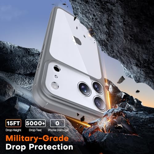 Image of TAURI for iPhone 17 Pro Case, with Screen Protector, Grey | Full Camera Protection, Anti-Yellowing Military-Grade Protection Shockproof Slim Phone Case for iPhone 17 Pro