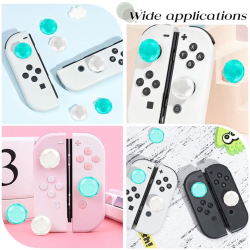 Image of GORGECRAFT 1 Box 4Pcs 2 Colors Diamond Thumb Grips Caps 0.79in Plastic Clear Crystal Console Joystick Covers Protective Anti-Slip Analog Stick Thumbstick Button Cover for Switch Controller Clear Green