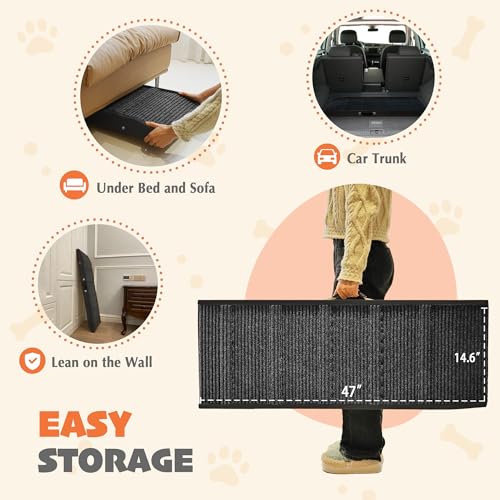 PETKARAY-Dog-Ramp-for-Bed-Indoor-Dog-Ramp-for-Couch-Folding-Portable-Dog-Stairs-for-Small-Medium-Large-Dogs-47-Long-Adjustable-Height-9-24-Pet-Ramp-Black PETKARAY Dog Ramp for Bed Indoor Dog Ramp for Couch Folding Portable Dog Stairs for Small Medium Large Dogs 47 Long Adjustable Height 9 24 Pet Ramp Black
