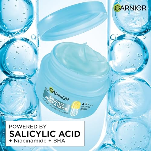 Image of Garnier Fresh & Matte Salicylic Acid Sorbet Gel Face Moisturizer, 90g | Salicylic Acid + Niacinamide + Vitamin C, Sorbet Face Cream, For Hydration & Oil Control, for Oily, Normal & Combination Skin