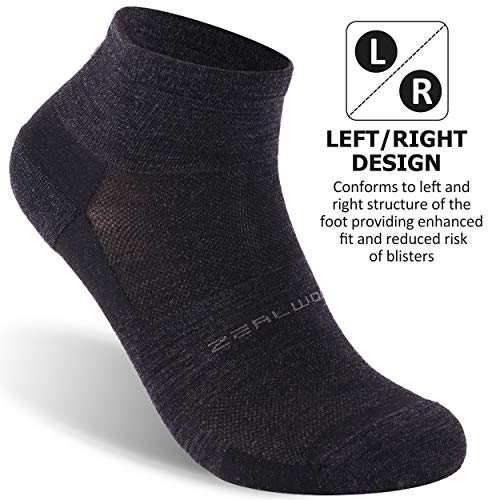 Image of ZEAL WOOD 3 Pairs Mens Womens Merino Wool Ankle Athletic Socks Low Cut Running Golf Tennis Hiking Socks Quarter