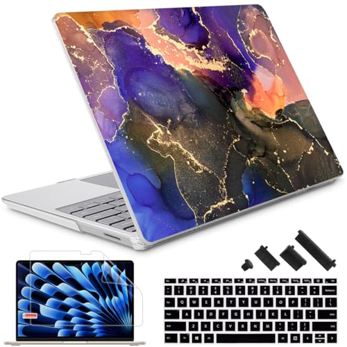 May Chen Compatible with Microsoft Surface Laptop Go 3/2/1, 12.4 Inch Model 1943/2013 (2023/2022/2020 Release), Plastic Hard Shell Case with Screen Protector + Keyboard Cover, Dream Fluid Art