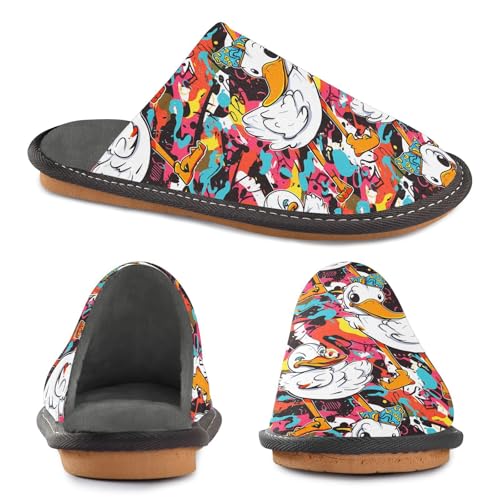visesunny Women Men's Fuzzy Slippers Plush Warm Winter Colorful Cartoon Cute Duck Cozy House Slippers Comfy Indoor Shoes2