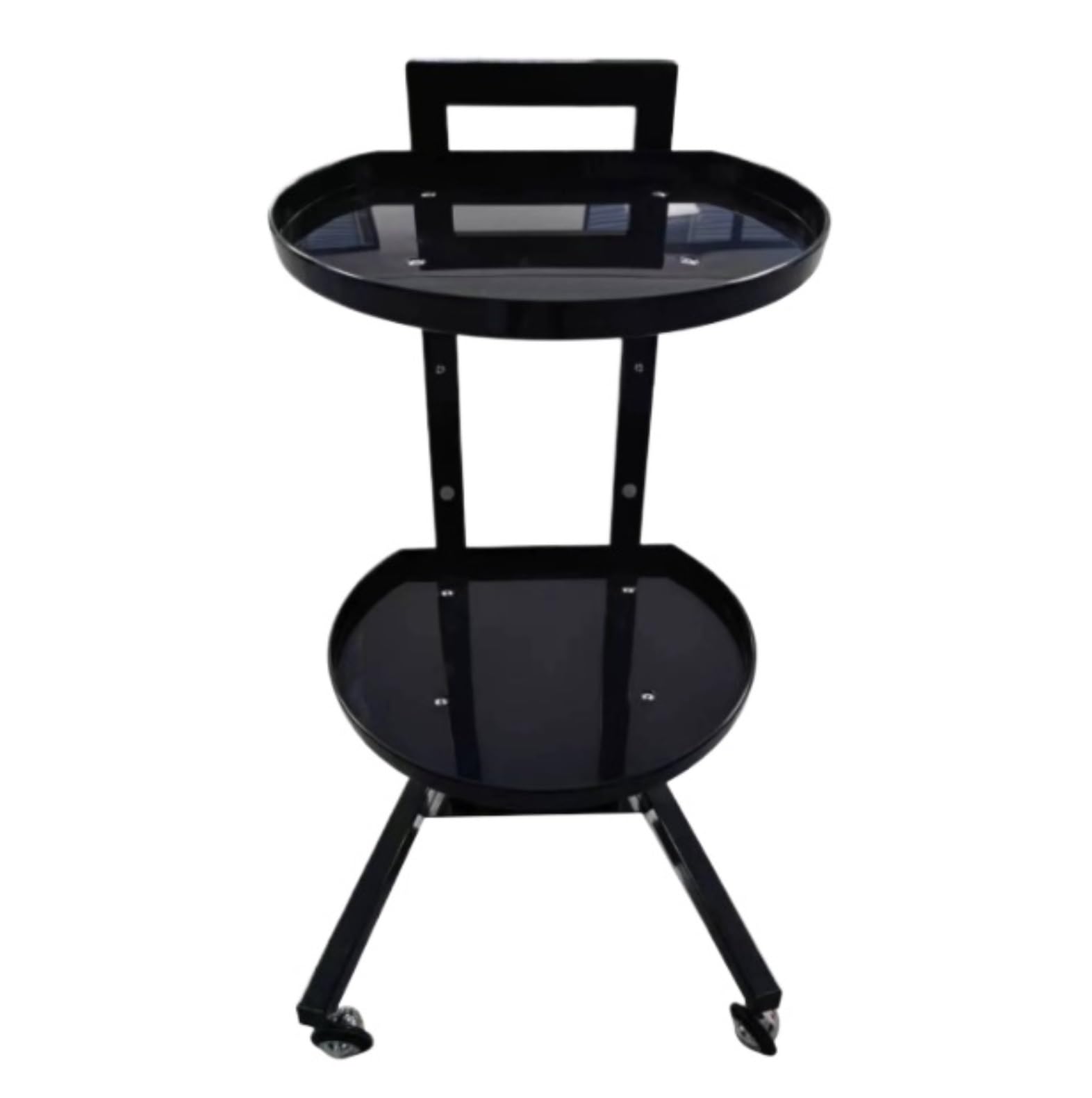2 Tier Hairdressing Free Standing Mobile Salon Service Tray Storage For Barber Shops(Round)