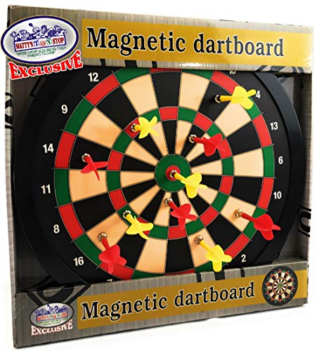 Mattys-Toy-Stop-Deluxe-Magnetic-Dartboard-Dart-Board-155-with-10-Darts-Total-5-Yellow-5-Red