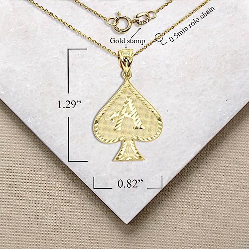 Fine 14K Yellow, White, and Rose Gold Ace of Spades Pendant Charm Necklace4