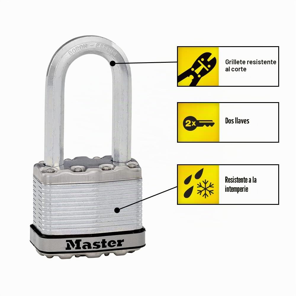 Master Lock M5XTRILH Magnum Candado resistente para exteriores con llave, paquete de 3 llaves iguales