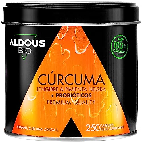 250 Cápsulas PROBIÓTICOS + BIO Cúrcuma con Jengibre y Pimienta Negra | 1460mg | con Curcumina y...