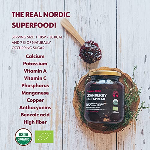 image for LOOV Organic Wild Cranberry Jam, 14.1 Ounces, Vegan, Cranberry Fruit S