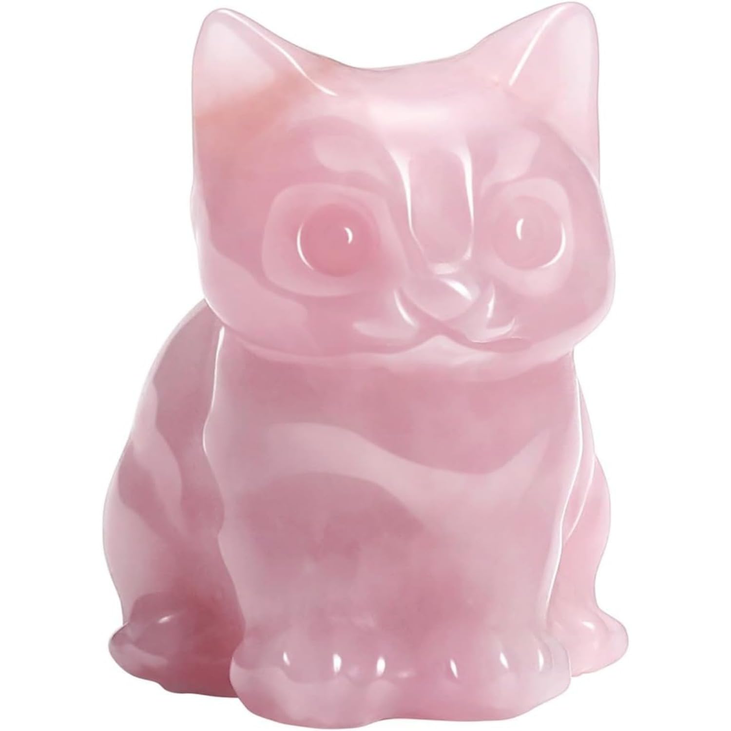 Dytartzx Pink Rose Quartz Crystal Cat Figurine，Healing Gemstone Carving，Lucky And Cute Cat Statue For Home And Office (Pink)
