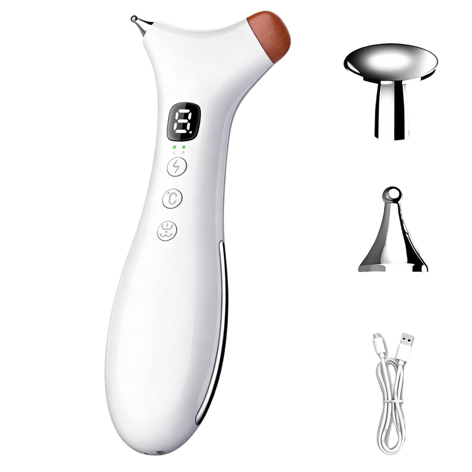 4-in-1 TMJ Massagegerät für Kiefer & Gesicht, Akupressur Massagegerät mit Wärmefunktion, Vibration & EMS, Meridian-Massager mit 2 Massageköpfen zur Linderung von Kiefer/Nacken/Kopfschmerzen