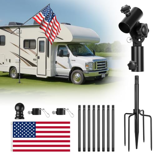 EJYTRVT Camping Portable Flag Pole Kit