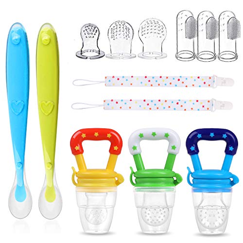 13 Pack Baby Food Feeder Set,Baby Fruit Feeder Pacifier Set, Safe BPA-Free Silicone Baby Pacifier Fresh Food Feeder…