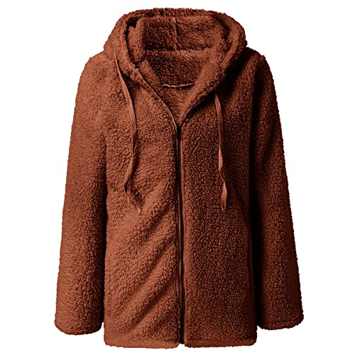 Womens Fleece Jacket Sherpa Fuzzy Coats Full Zip Hoodie Long Sleeve Jackets Fashion Casual Outerwear with Pockets3