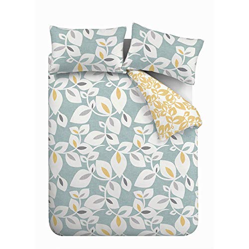 Catherine Lansfield Inga Leaf Reversible Single Duvet Cover Set with Pillowcase Teal Green - Cosy Home Interiors Catherine Lansfield Inga Leaf Reversible Single Duvet Cover Set with Pillowcase Teal Green - Image 5