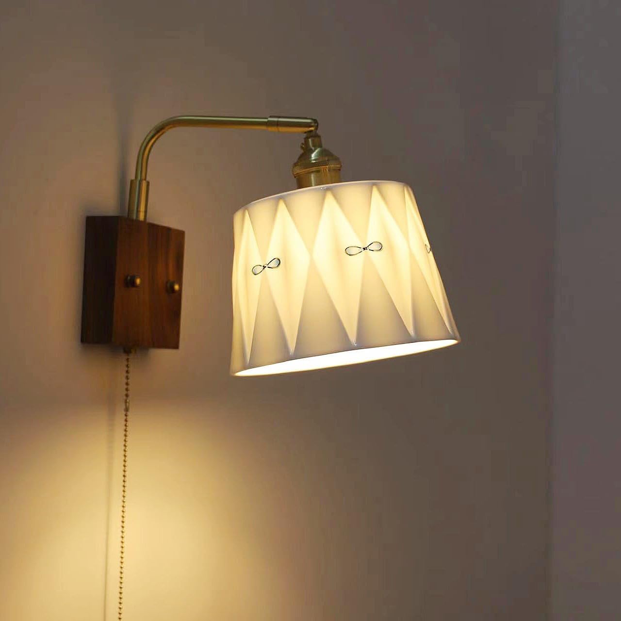 TCHAUSGZUS Mid Century Wall Mount Light Fixture - Adjustable Antique Brass & Milk Glass Sconce for Bedroom, Living Room, Kitchen, and More(Dark Color)