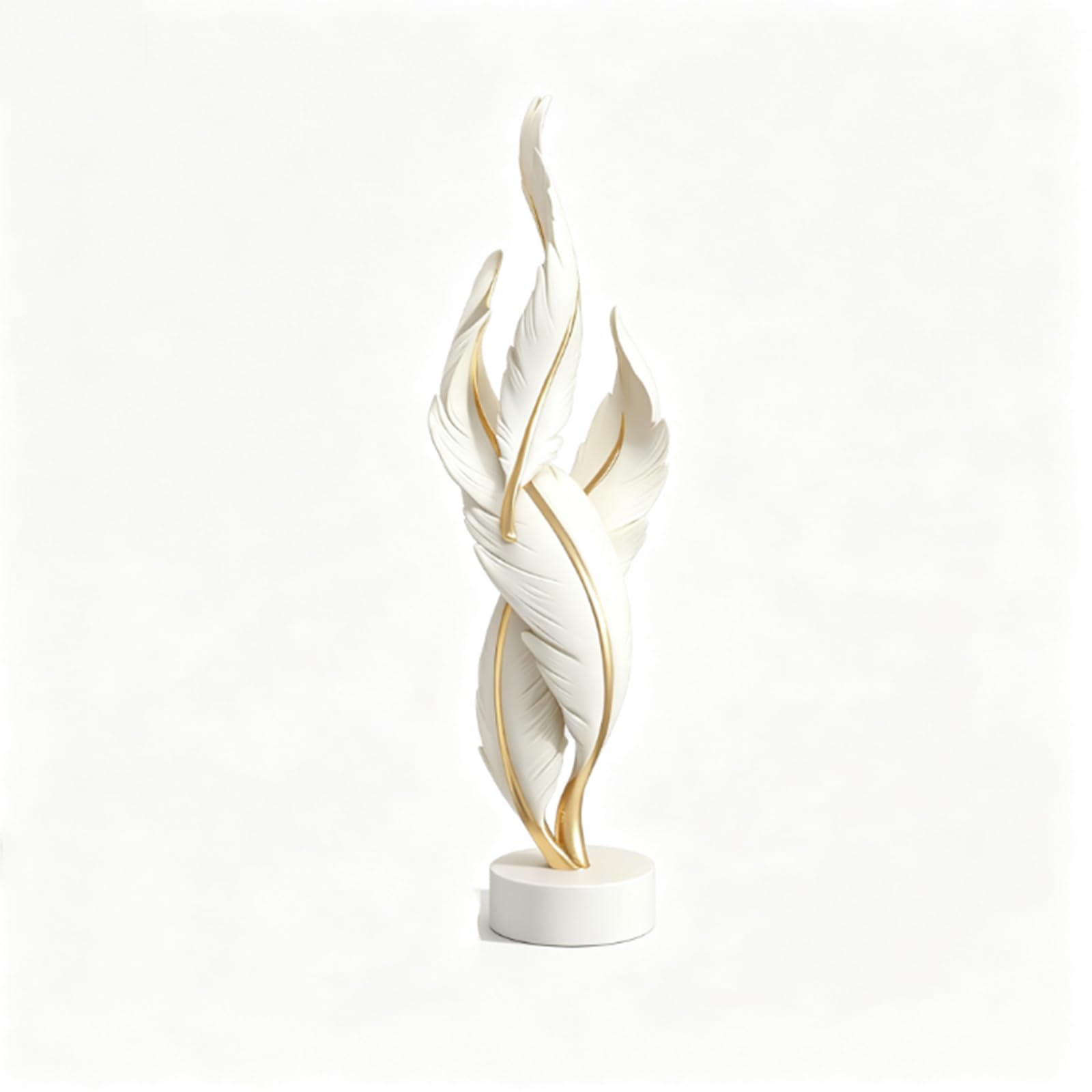 Hhhxkkuu Light Luxury Abstract Feather Art Sculpture 9x10x35cm