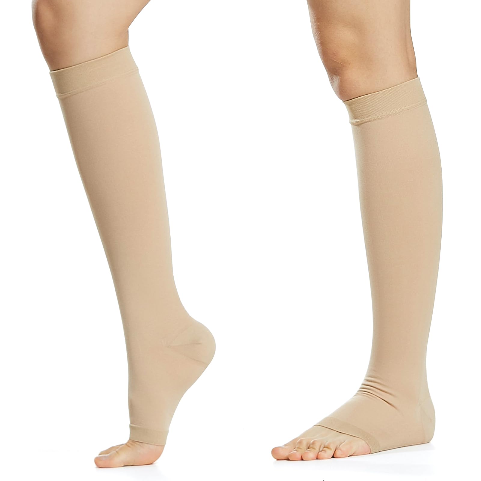 Open Toe Knee High Compression Socks for Women and Men,1 Pair 20-30 mmHg Gradient Support Hose for traveling,daily life
