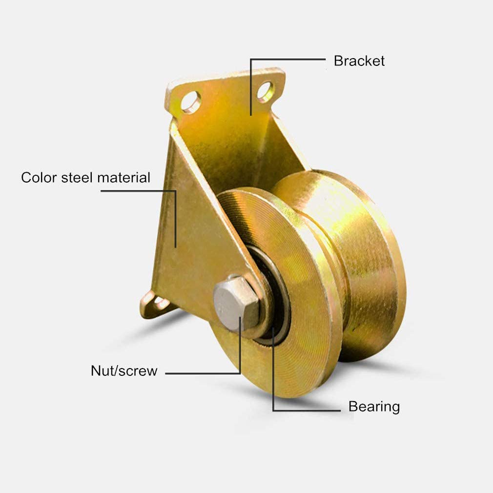 NIANXINN 4 V-Nut Stahl-Lenkrolle,Starre Schwerlastrollen,V-Förmige Schiene Rollen,für umgekehrte Spur,Rolltor,Schiebetor,Industriemaschinen,Drahtseilschiene,Doppellager,Kapazität 500kg(77mm/3in)