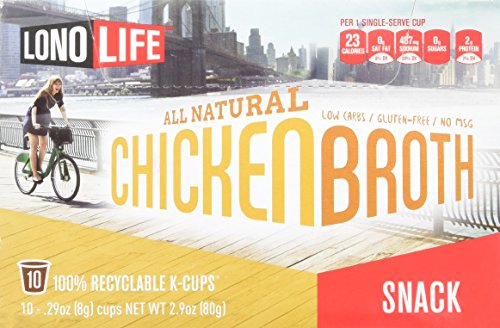 LonoLife Chicken Broth Snack, Single Serve Cups, 10 Count