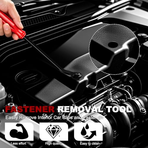 Image of 14PCS Auto Trim Removal Tool kit, Car Clip Removal Tools Kit No Scratch Plastic Pry Tool Door Panel Rivet Pliers Tool Kit,Interior Fastener Puller Set for Vehicle Dash Radio Audio Installer Red