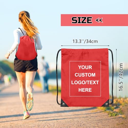 100 Pcs Custom Drawstring Backpacks, Bulk Personalized Bags Promotional Item with Your Logo for Gym, Team Activities (Blue)2